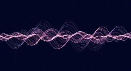 Abstract Waves with Pink Lines on Dark Background for Design