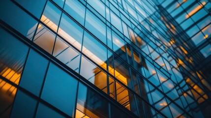 Modern Commercial Building Detail: Glass Facades, Metal Accents, Geometric Patterns, Innovation, Sophistication, Professionalism, Light and Shadows, Technology, Progress, Urban Development