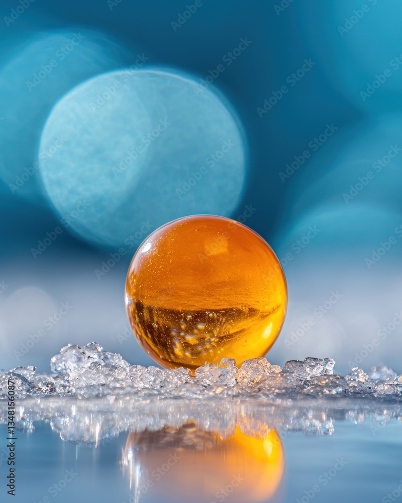 Poster captivating orange sphere reflection studio setting photography macro environment close-up view arti