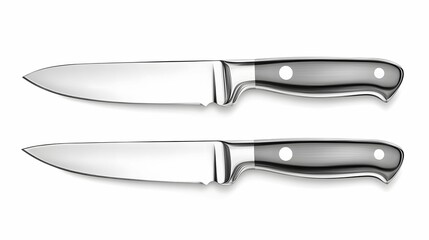Fototapeta premium Stainless Steel Kitchen Knives with Black Handles Generative Ai