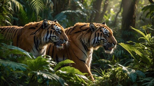 Majestic Awakening: Bali Tiger Roars Beneath the Rising Sun and Mount Agung