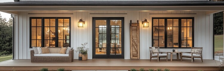 Modern Farmhouse Charm: Capturing the Essence of Cozy Country Living with Unique Architectural Elements, Warm Natural Lighting, and Stylish Decor