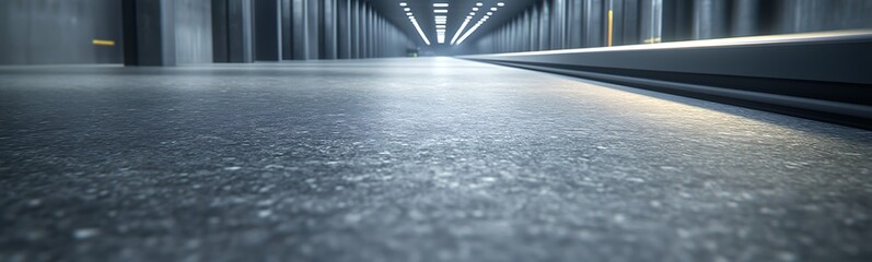 Converging lines on a textured floor create a modern architectural perspective.