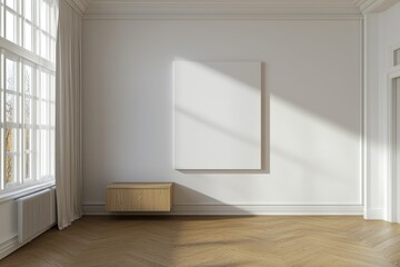 Empty room, sunlight, art display