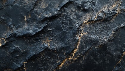 Fototapeta premium Black Rock Texture with Gold Veins Close Up Natural Surface