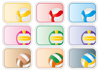 バレー■バレーボールのカラフルなメッセージカードセット