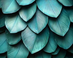 Obraz premium Teal leaf pattern, close-up texture