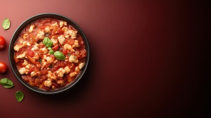 Fresh bowl of ripe tomatoes and fragrant basil ready for a delicious comfort food recipe on a rustic table