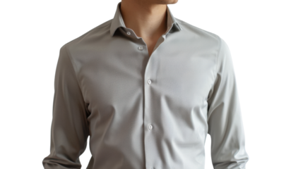 Businessman wearing gray shirt on transparent background