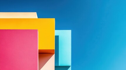 Fototapeta premium Vibrant Geometric Shapes Against a Clear Blue Sky Background