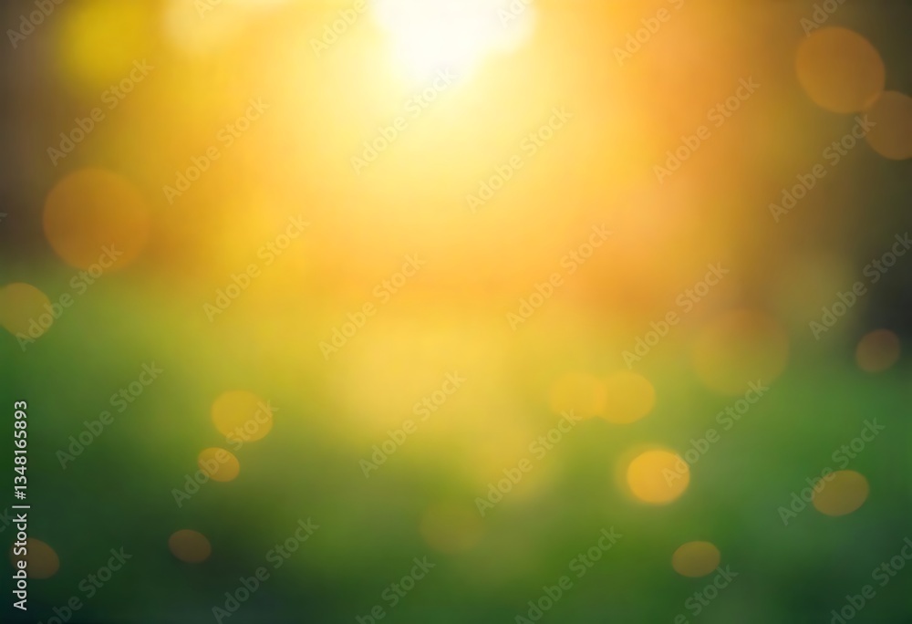 Poster generative ai spring bokeh background with soft light and green tones, perfect for nature and season