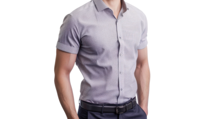 Confident businessman posing with hands in pockets on transparent background