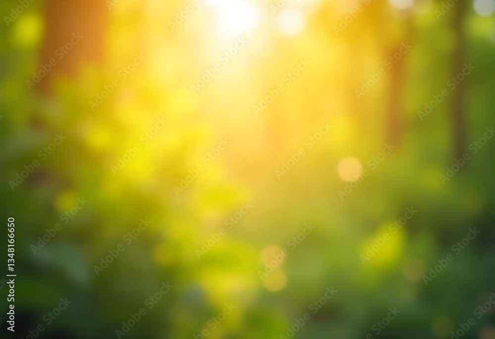 Poster generative ai blurred forest background with sunlight and bokeh, ideal for creative projects