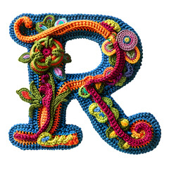 Obraz premium Letters R, Crochet Alphabet Handcrafted Letter Designs isolated on a transparent background