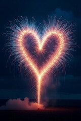 Imagine a firework shaped like a giant heart in the sky.