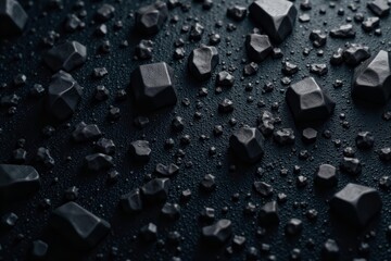 Abstract black carbon texture with random geometric shapes, texture, design, background
