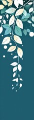 Elegant Teal and White Leaf Design