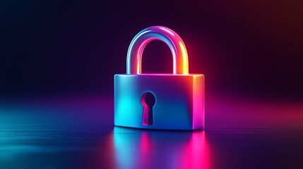 Fototapeta premium 3D rendered padlock icon with a colorful gradient design, symbolizing privacy and security, sleek white lock with vibrant color transitions, ultrarealistic lighting, highresolution