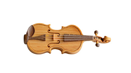 Obraz premium Small wooden violin isolated on transparent background, showing craftsmanship