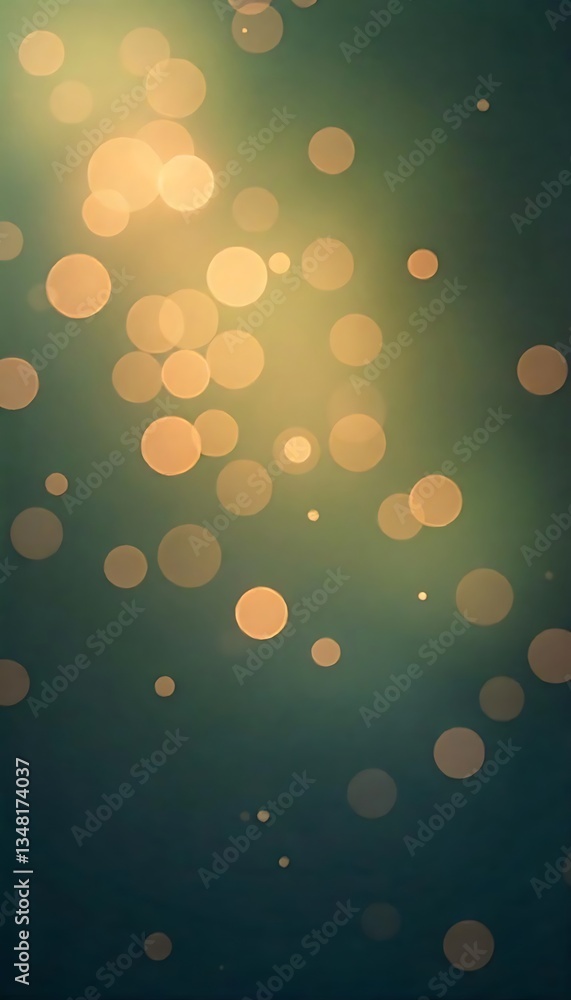 Poster generative ai bokeh lights on a green background, abstract design