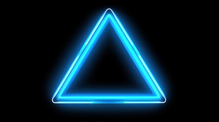 A Glowing Bright Blue Triangle Shape Against Black Background