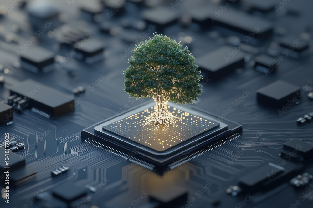 Poster close-up of a computer circuit board showcasing electronics and components