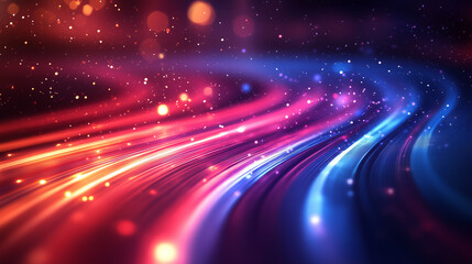 Obraz premium Abstract motion blur of vibrant red and blue light streaks, speed and energy concept