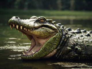 Fototapeta premium crocodile in sun bath