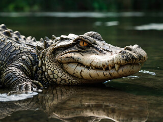 Obraz premium crocodile floating in the water