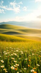 Vibrant Wildflower Field in Serene Landscape