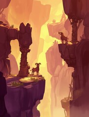 Rams on Sunset Canyon Cliffs