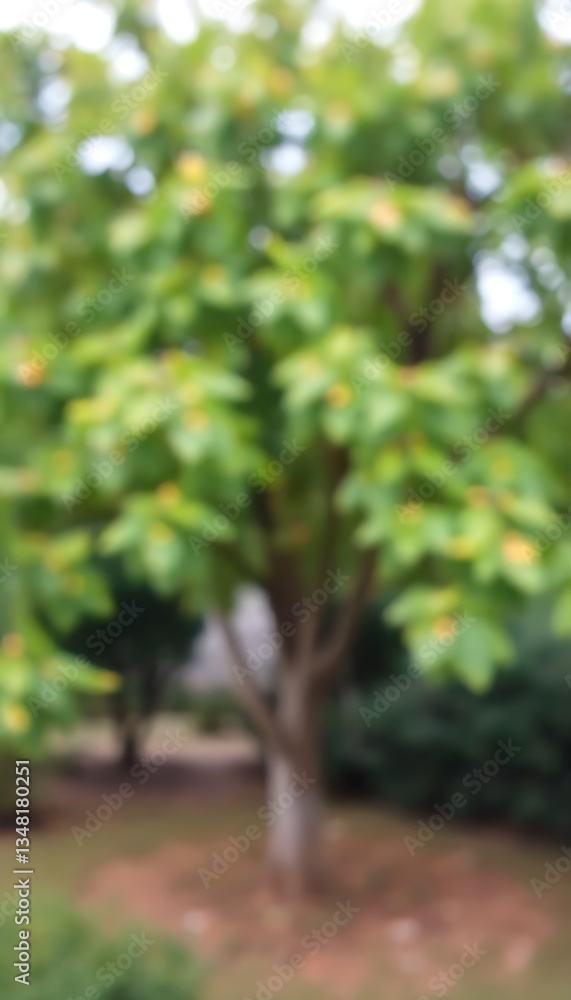 Poster generative ai green bokeh view of nature, trees, blurred background suitable for serenity and relaxa