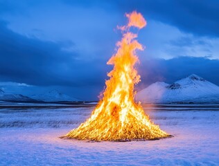 Icelandic Winter Bonfire Blaze