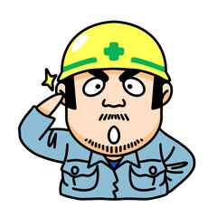 Illustration Artwork Warning Construction Worker Sign Mascot Cartoon Japanese Drawing Helmet Road Repair Cone Warning Anime Manga