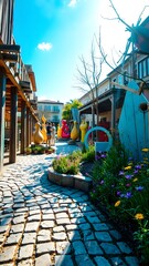 Fototapeta premium Whimsical Courtyard Art Oasis