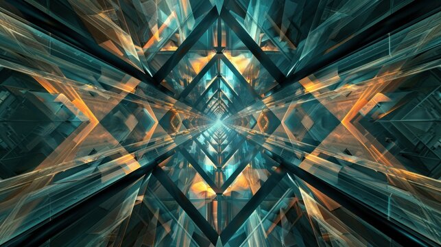 A digitally generated image of geometric shapes in perfect symmetry.