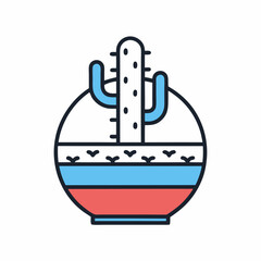 Cactus in Pot Icon Vector Design.