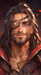 Scarred Pirate with Eyepatch Portrait