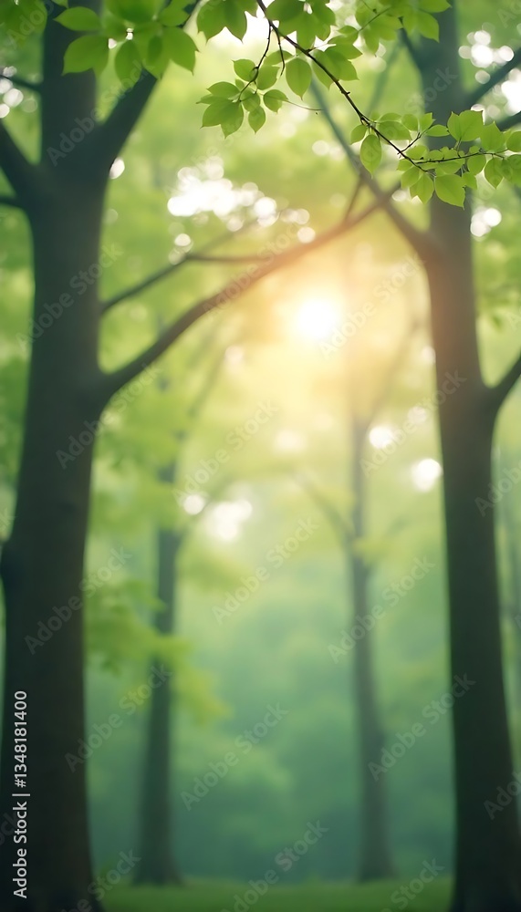 Aufkleber generative ai the mystical forest with sun rays shining through the trees