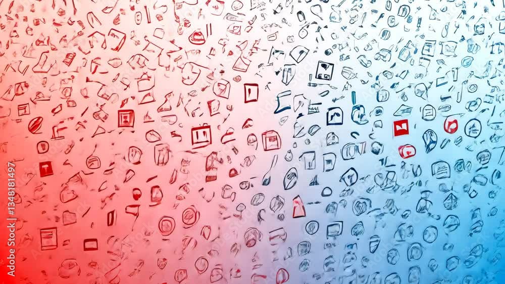 Poster diverse collection of symbols and icons filling the canvas generative ai