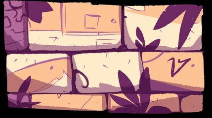 Stone Wall with Plant Shadows