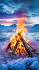 Arctic Bonfire at Sunset, Winter Wonderland
