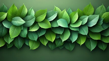 Obraz premium Lush Green Leaf Border Nature Background Image