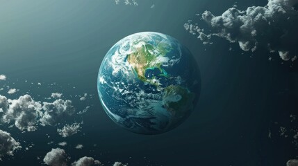 A digitally generated image of a world powered by renewable energy.