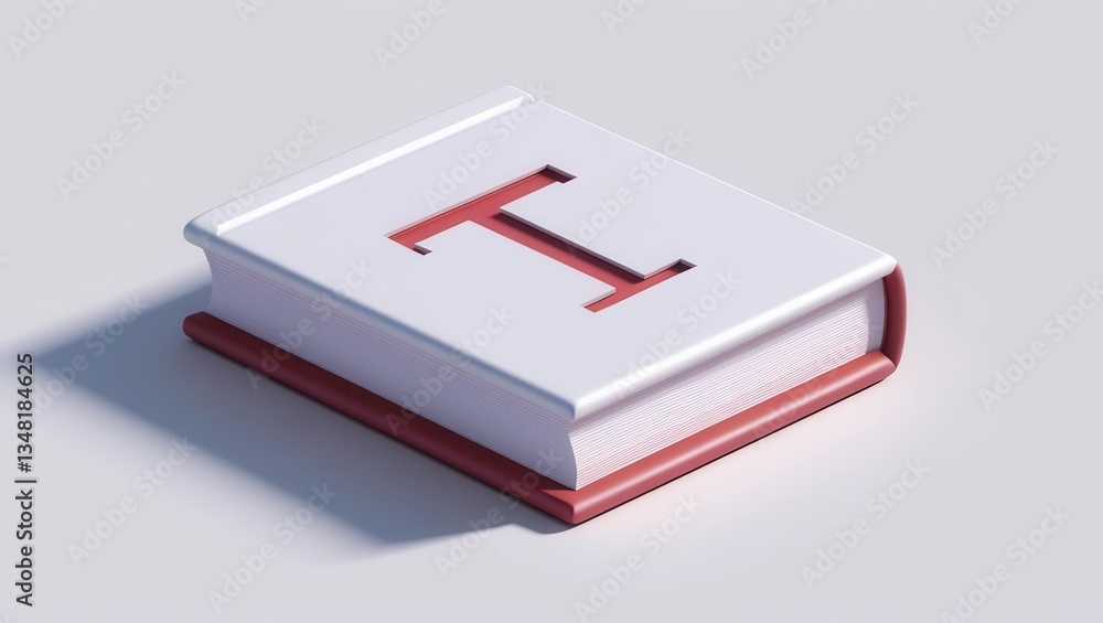 Poster white book with red letters and shadows on a light background.
