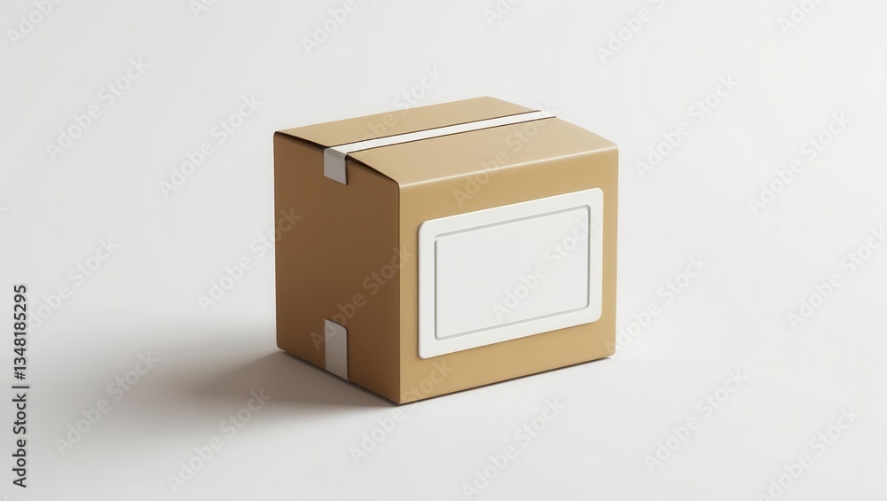 Poster cardboard box with a blank label on a simple background.