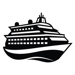 Black and White Ocean Liner Silhouette Design
