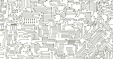 Computer circuit board. Seamless pattern. Futuristic vector illustration. High-tech technology abstract background.