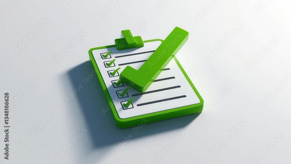 Poster checklist icon with a green checkmark symbolizing completion.