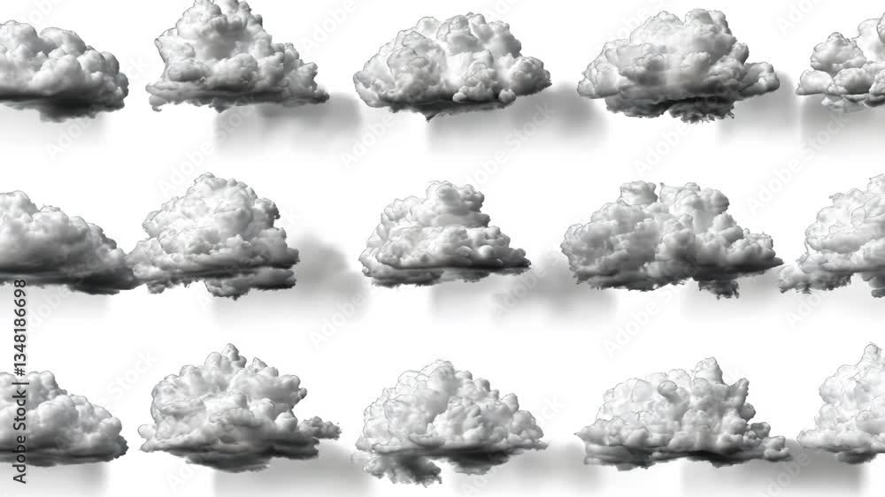 Poster different types of big vector clouds in various shapes and sizes generative ai